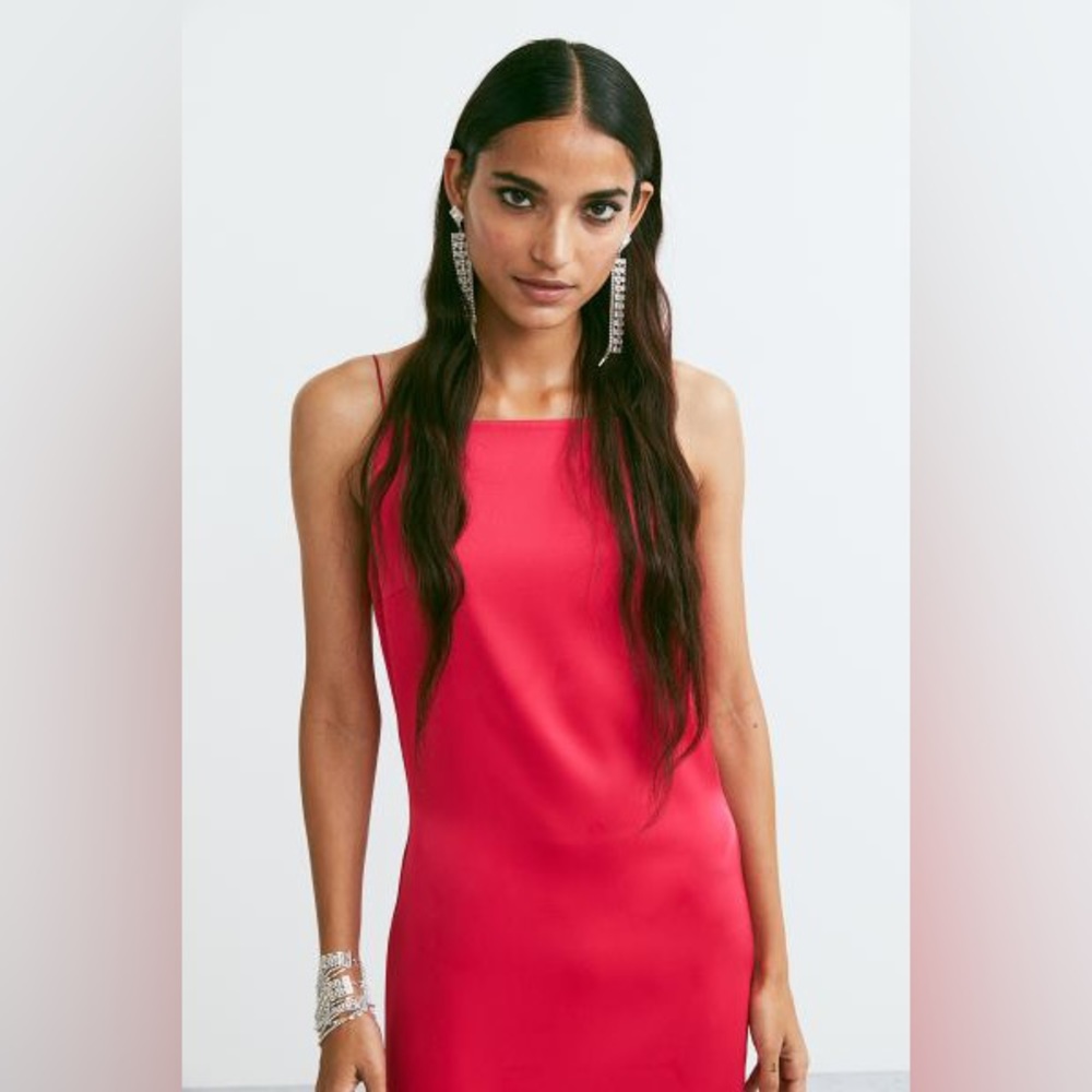 NWT H&M Pink Slip dress with Rhinestone Detailing, Size Small